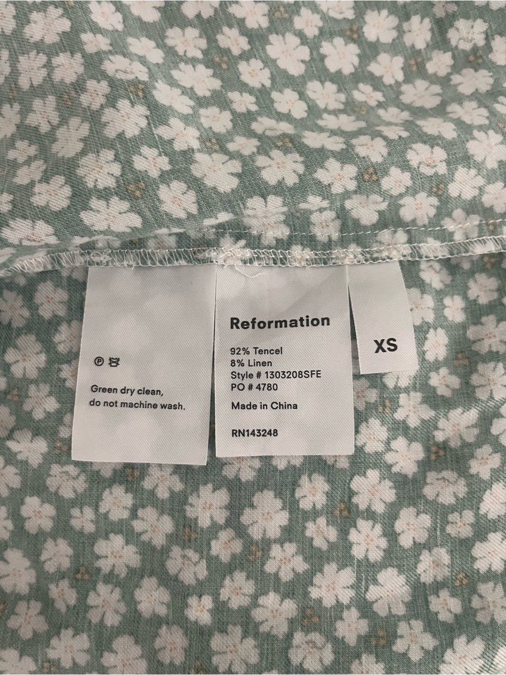 Reformation Green Floral Polka Dot Wrap Dress - Picture 6 of 7
